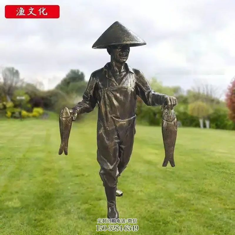 圆雕体系点击-户外小品-钢结构渔夫雕塑